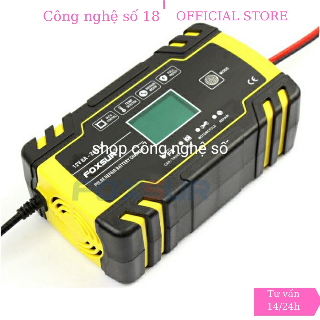 FOXSUR 12V 24V 6Ah - 150Ah Sạc bình ắc quy  tự ngắt khi đầy chức năng bảo dưỡng phục hồi quy bằng khử sunfat