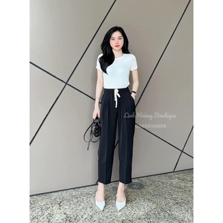 Quần baggy vải cạp chun chất ruby B90
