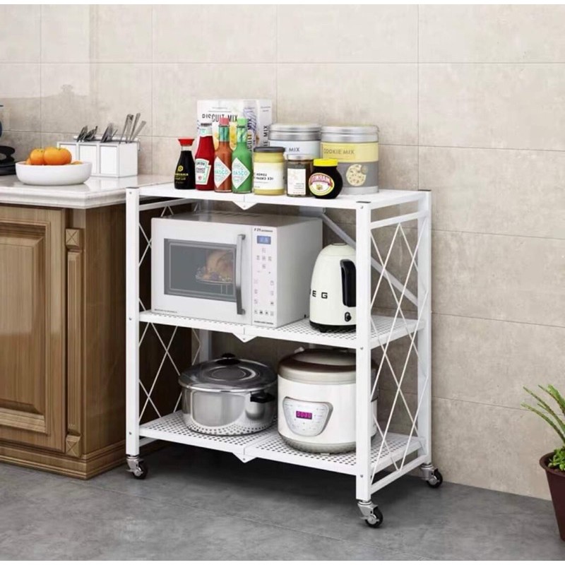 Kệ sắt 3 tầng xếp gọn có bánh xe