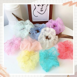 Dây buộc tóc vải scrunchies chấm bi màu sc12