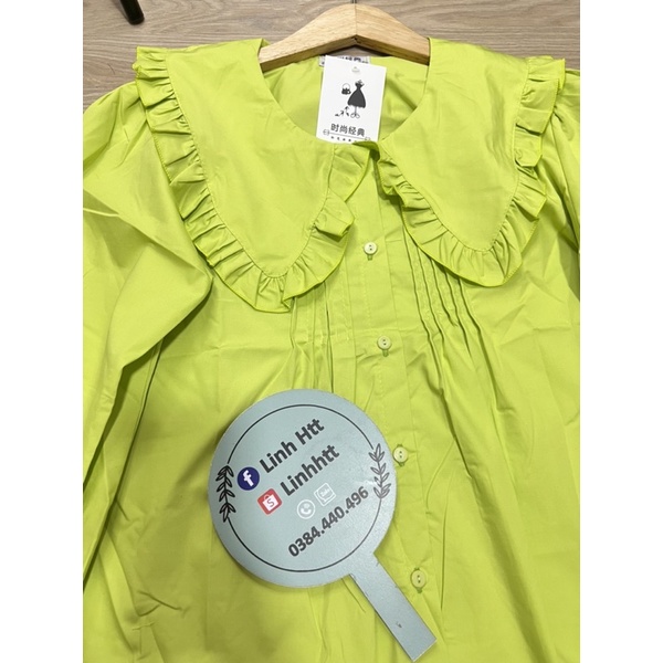 ÁO SƠ MI CỔ BÈO TAY BỒNG DÁNG XOÈ RỘNG BBD