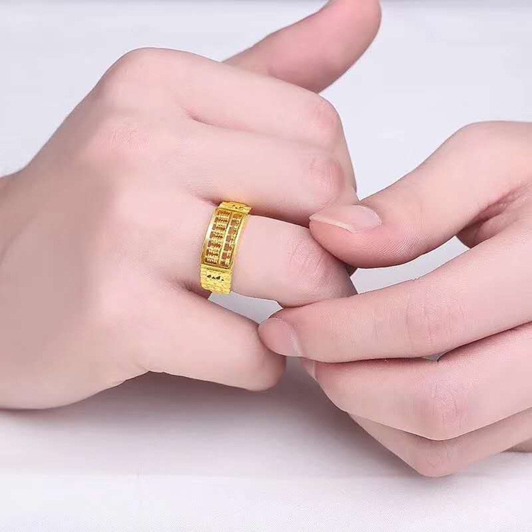 Suxinjewelry/KOKO Trang sức mạ vàng 24K Nhẫn bàn tính thời trang nam