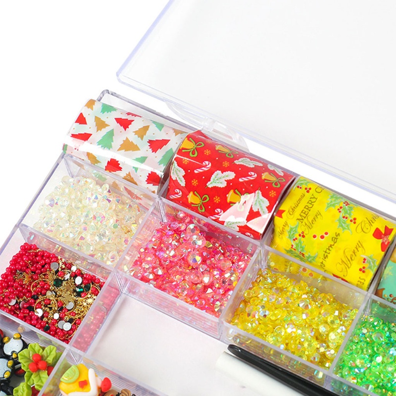 Hộp Đựng Phụ Kiện Trang Trí Móng Nghệ Thuật Chủ Đề Giáng Sinh Charms