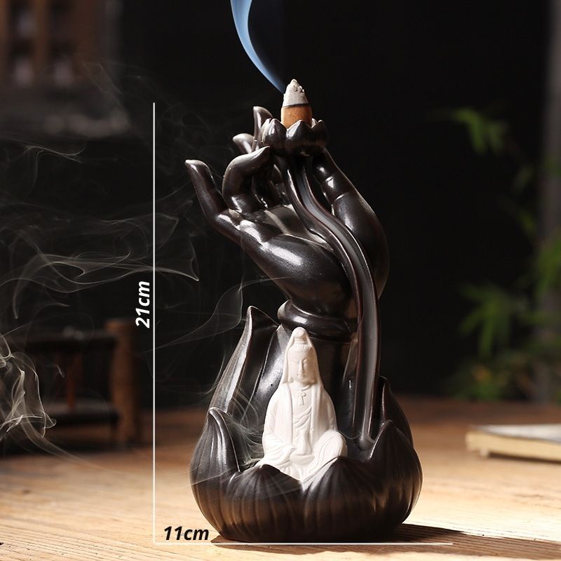 Thác khói trầm hương PHẬT BÀ QUAN ÂM tặng 10 nụ trầm, thác khói chảy ngược dùng đốt hoặc xông nụ trầm hương