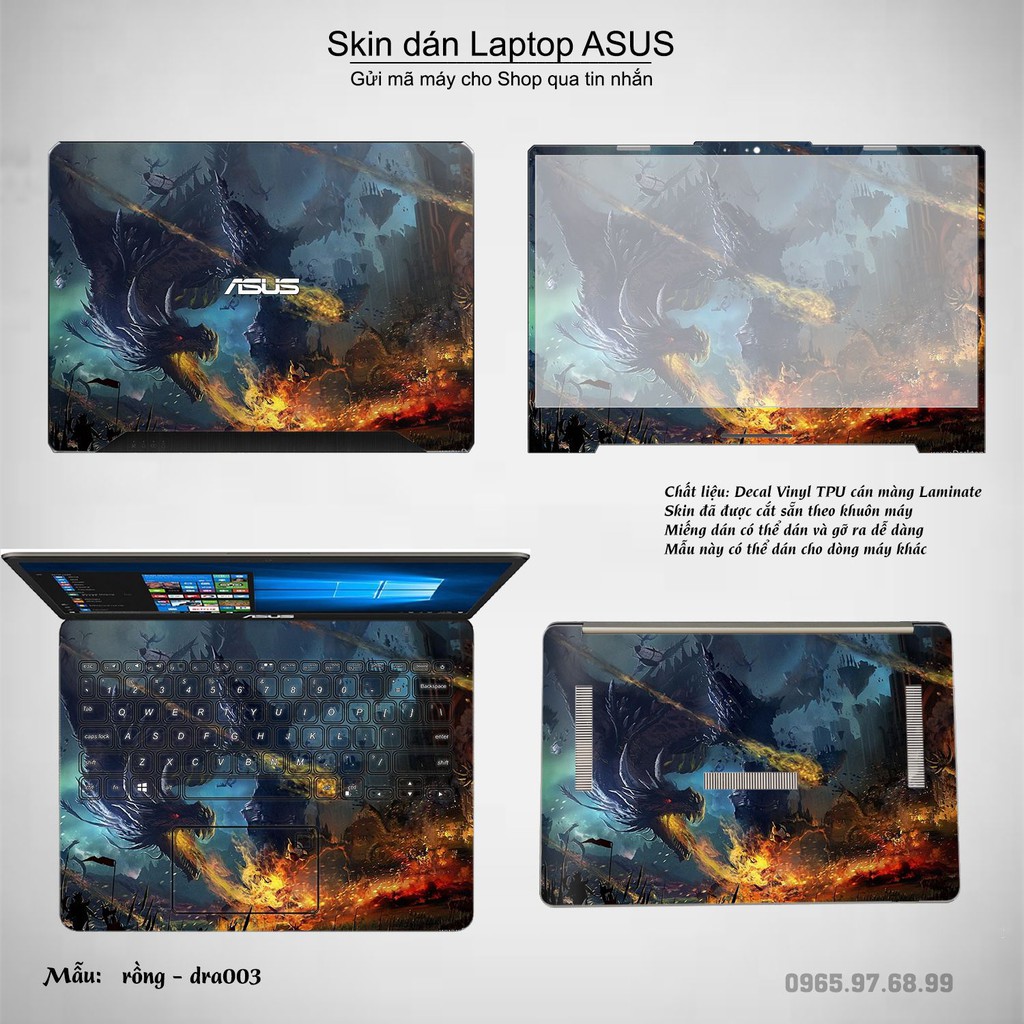 Skin dán Laptop Asus in hình rồng (inbox mã máy cho Shop)