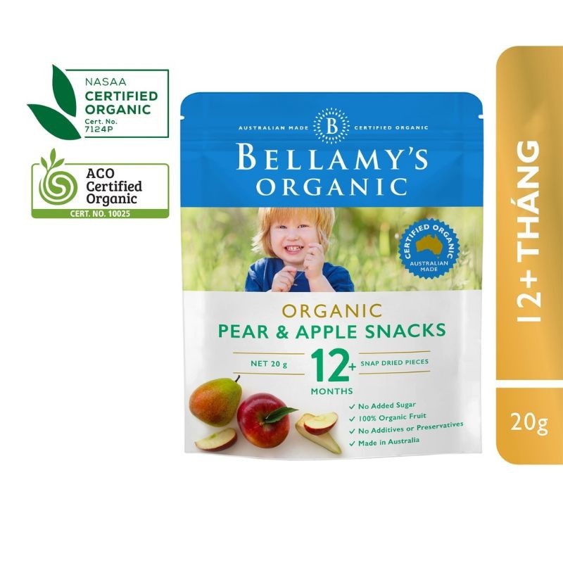 Bánh ăn dặm snack hữu cơ Bellamy's Organic 20g