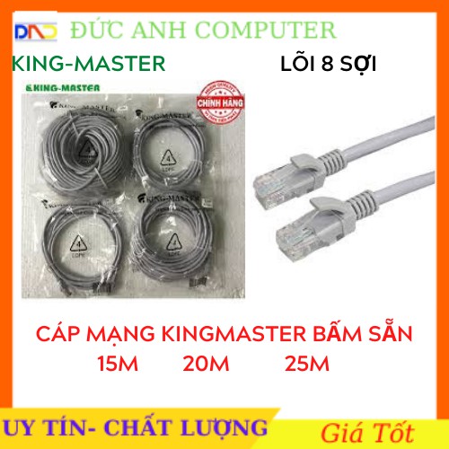 Dây Cáp Mạng Bấm Sẵn 2 Đầu KINGMASTER dài 15M-20M-25M UTP CAT 5E- Đầu Đúc