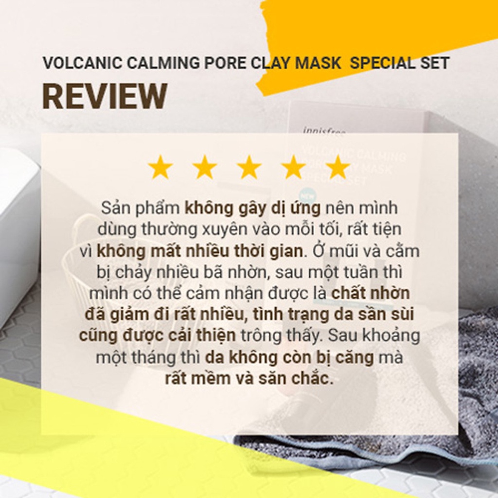 Bộ sản phẩm se khít lỗ chân lông đá tro núi lửa innisfree Volcanic Calming Pore Clay Mask Special Set