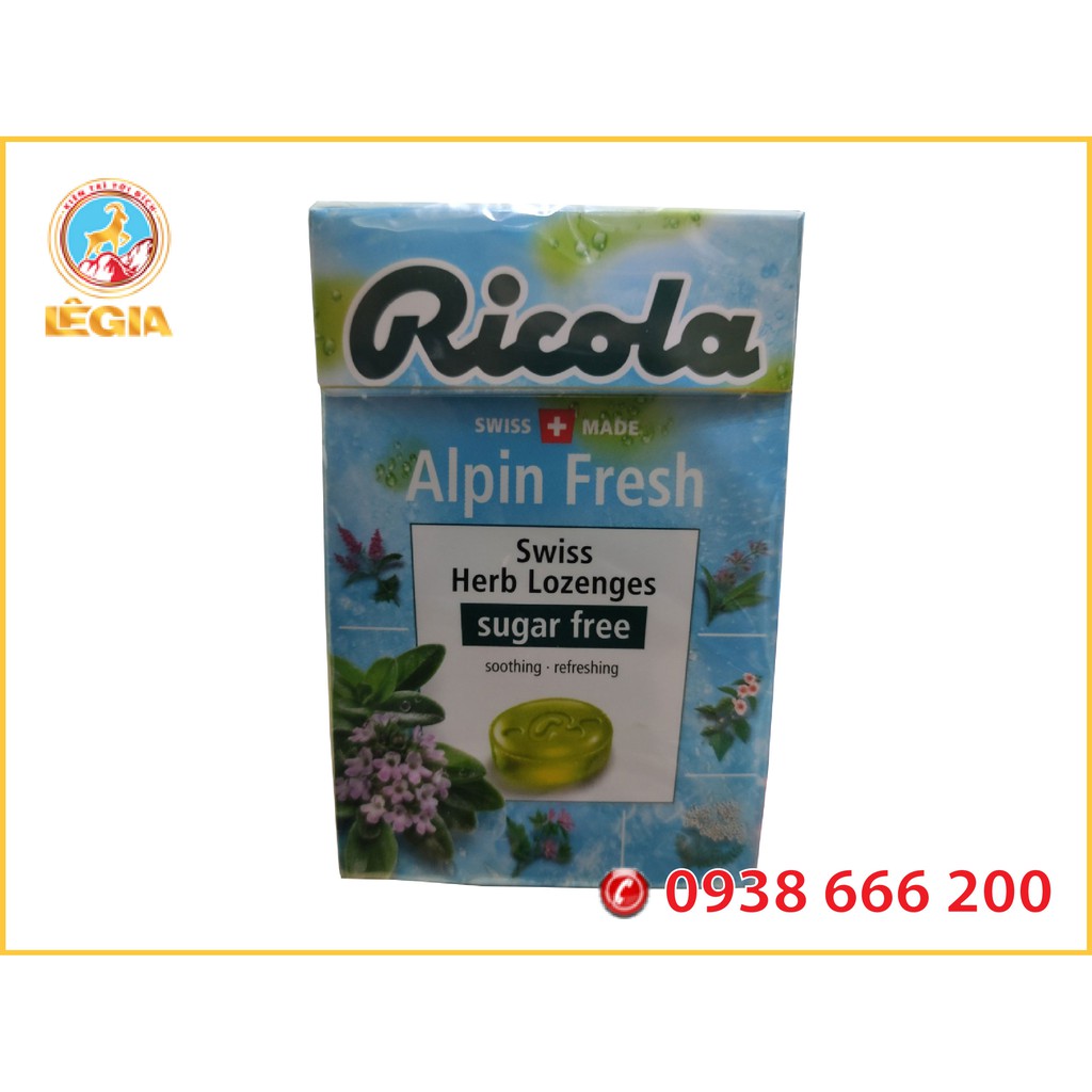 KẸO THẢO MỘC KHÔNG ĐƯỜNG ALPIN FRESH RICOLA 40G - RICOLA SUGAR FREE ALPIN FRESH