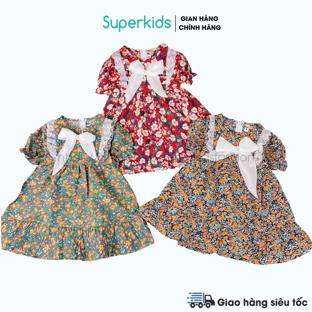 Váy cho bé gái, Đầm Hoa Vintage 8-18kg QATE793