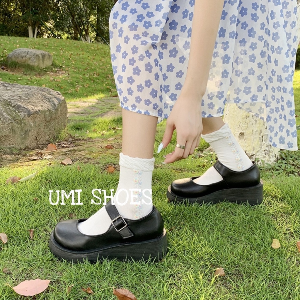 [SẴN] Giày Mary Jane Nữ Ulzzang Đế Bằng Cao 5cm búp bê Lolita cute quai cài OXFORD da bóng/lì mới xinh đẹp mũi tròn hot