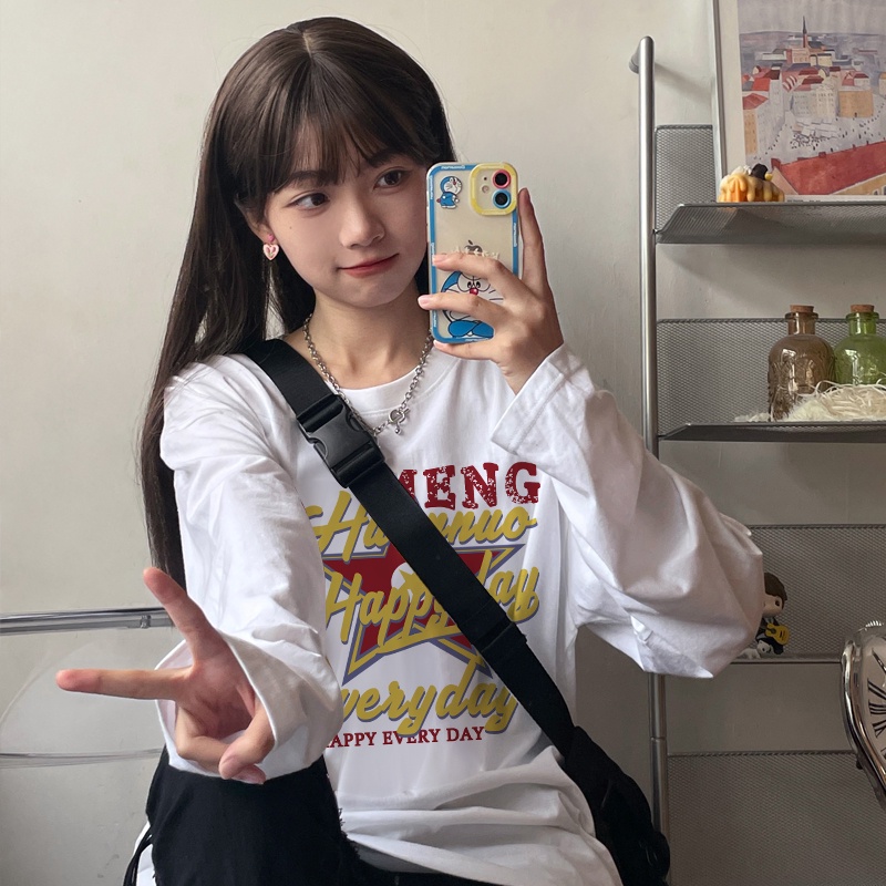 NRVP Áo Thun Nữ Dài Tay Dáng Rộng Phong Cách Hàn Quốc Mới