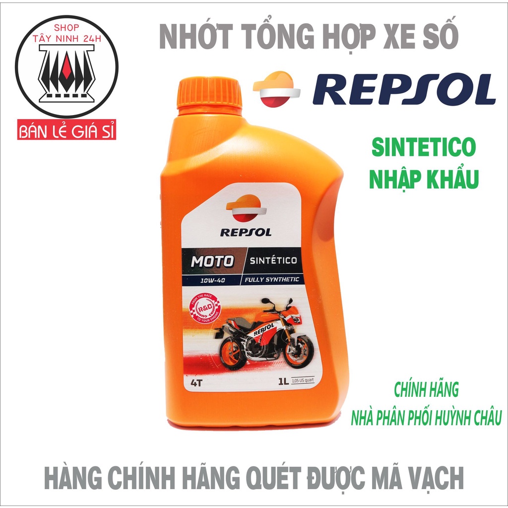 Nhớt REPSOL SINTETICO  4T 10w40  nhập khẩu châu âu 100% tổng hợp 1L