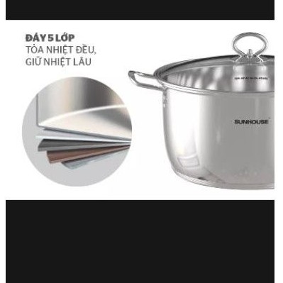 Bộ 3 nồi 16cm 20cm 24cm  inox 5 đáy SHG788