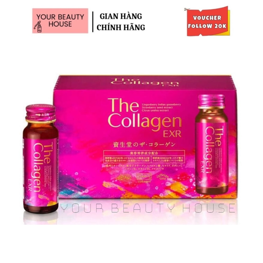 [Shiseido] Nước Uống The Collagen EXR Hỗ Trợ Ngừa Lão Hóa Đẹp Da - Hộp 10 Lọ