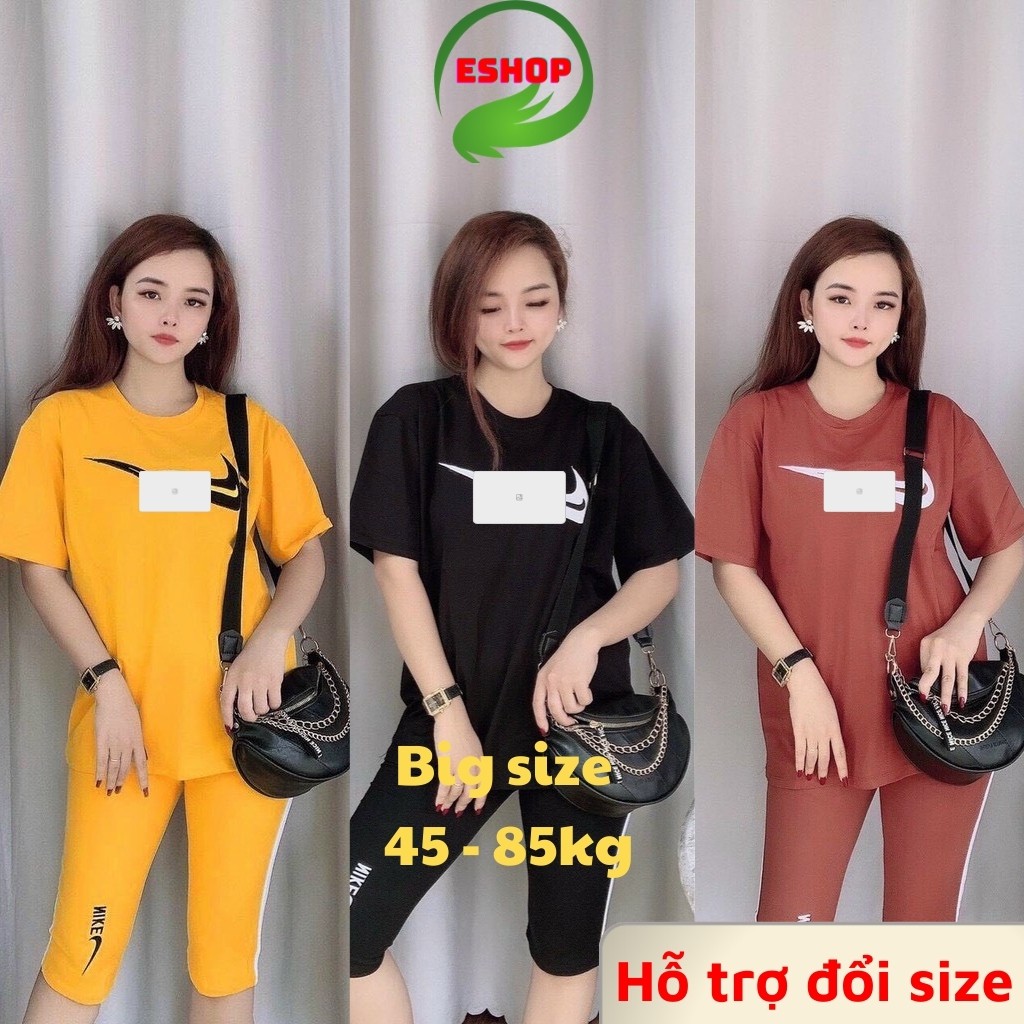 Đồ bộ nữ đồ mặc nhà đẹp dễ thương ESHOP bigsize 45-85kg Set đồ bộ nữ thể thao DB4 quần lửng thun cotton co giãn