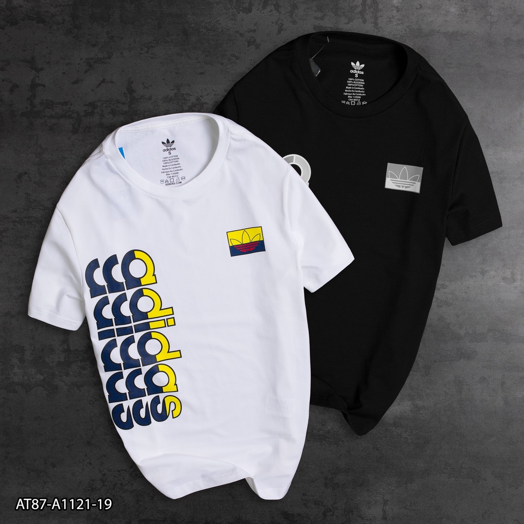 Áo thun Adidas 100% Cotton AT87 - áo thun nam in hoạ tiết chữ phối dọc