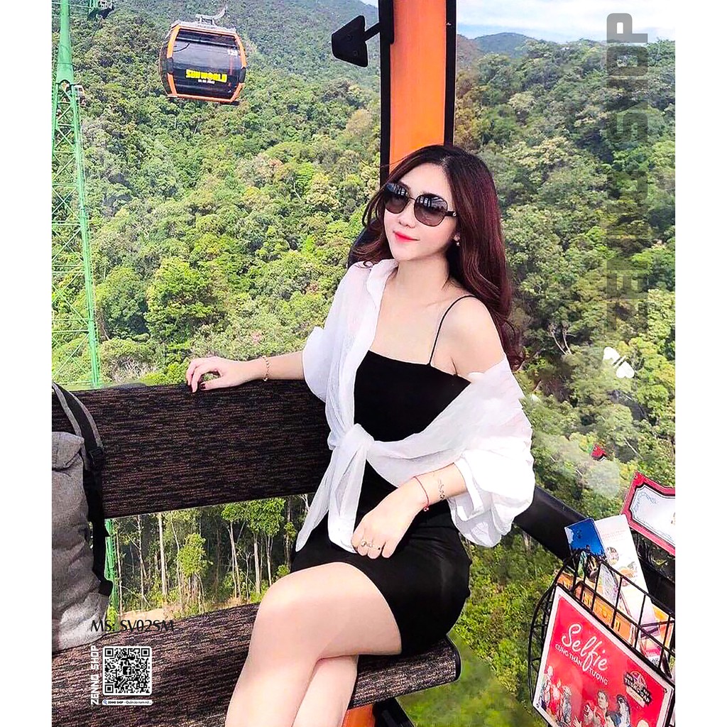 Set Áo Sơ Mi Voan kèm Đầm Body 2 Dây Cá Tính - MS: SV02SM