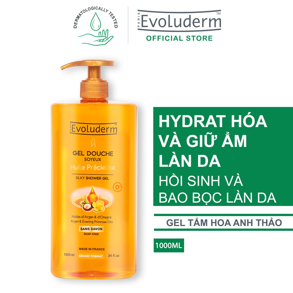 Gel tắm Evoluderm Gel Douche Soyeux Huile Précieuse 1000ml-15258