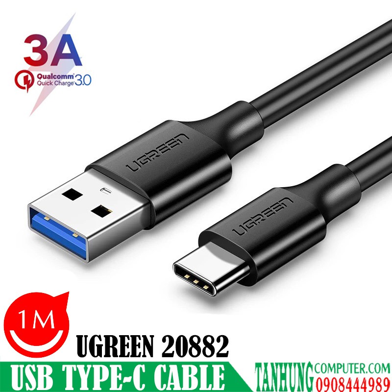 Cáp USB Type C to USB 3.0 Chính Hãng Ugreen 20881 20882 20883 20884 US184 (Sạc nhanh QC 3A)