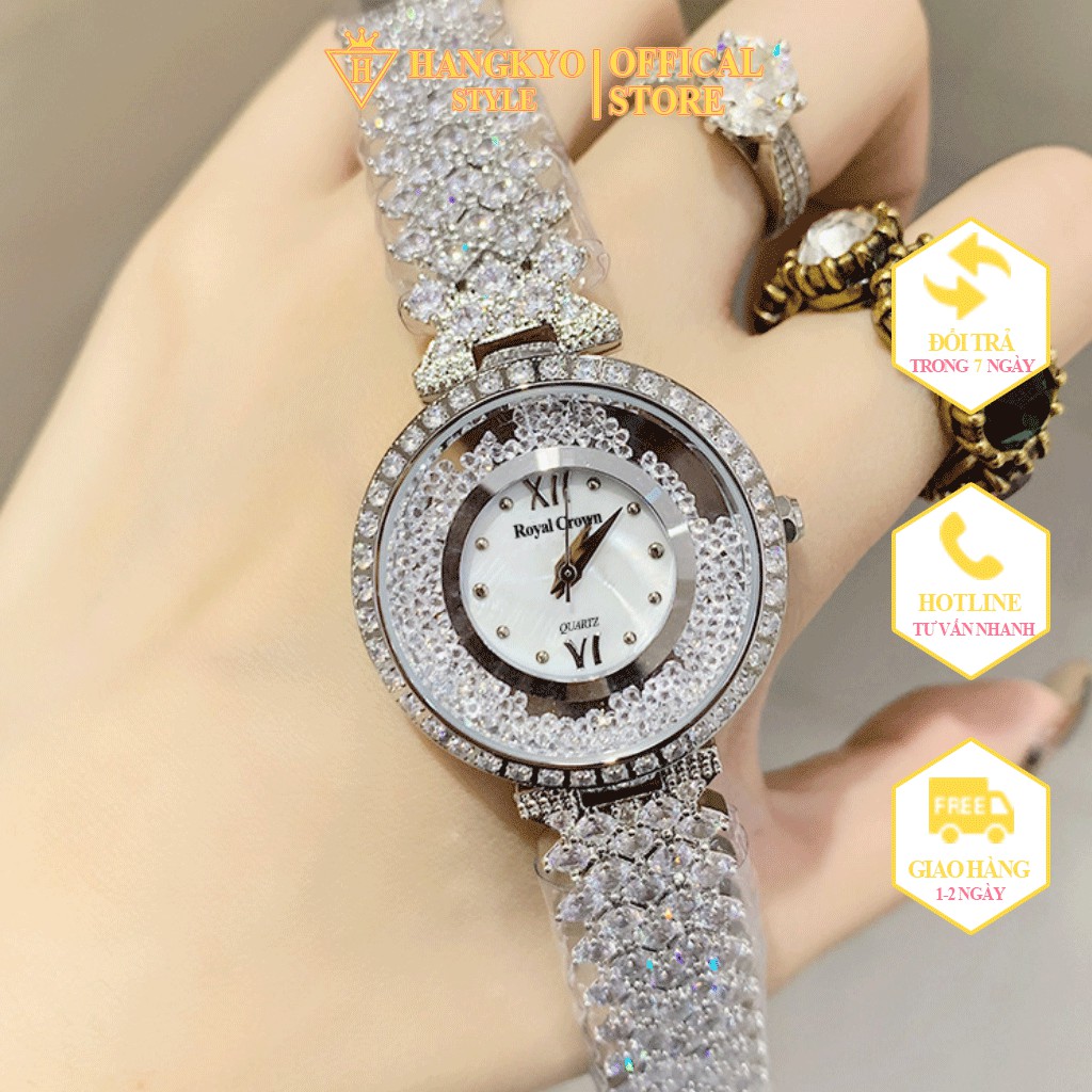 Đồng hồ nữ đẹp Royal crown đính đá siêu đẹp, bảo hành 12 tháng