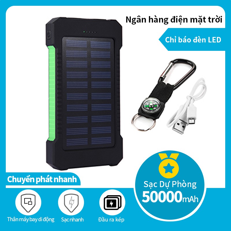 Pin sạc dự phòng năng lượng mặt trời, bin sạc dự phòng 30000mAh - Pin phone - có đèn pin