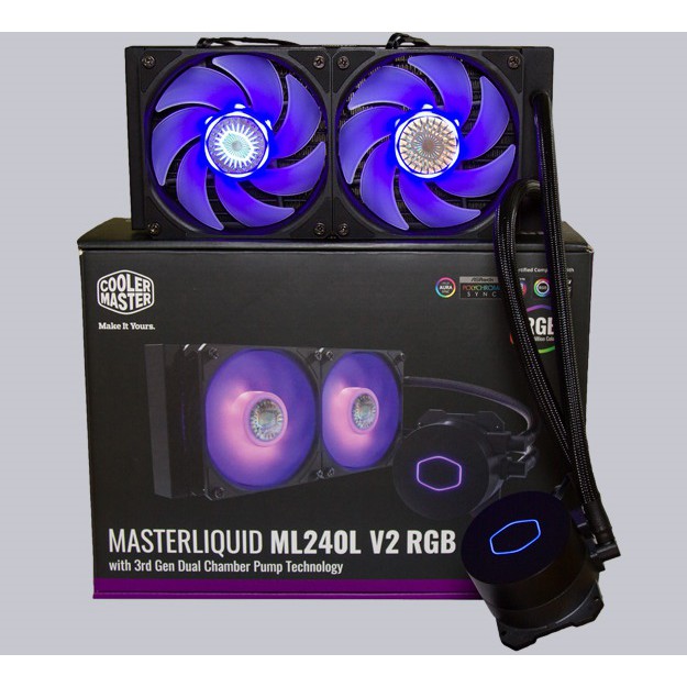 Tản nhiệt nước AIO CoolerMaster MasterLiquid ML240L V2 RGB - Chính hãng BH 24 tháng, LED RGB 12v sync Main/Hub