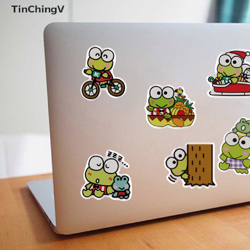 Bộ 100 Miếng Dán Chống Thấm Nước Hình Chú Ếch Mắt To Kiểu Graffiti Trang Trí Ván Trượt / Xe Hơi