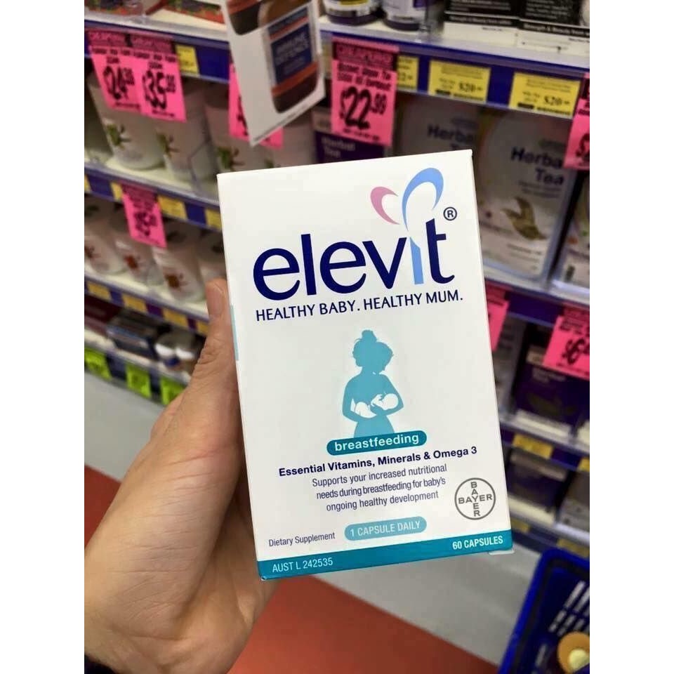 Viên uống Elevit sau sinh cho Mẹ, Elevit Bú, Elevit Breastfeeding 60 viên - Xuất xứ Úc