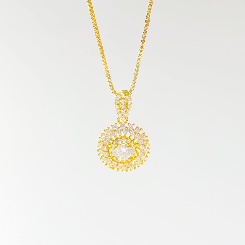 Dây chuyền mặt hình hoa tròn đính đá siêu sáng lấp lánh Jewelry - ATJ3090