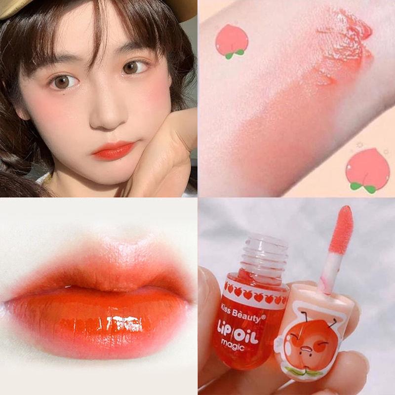 Son Bóng Dưỡng Môi Lip Oil KissBeauty Vị Đào Màu Đẹp Tự Nhiên