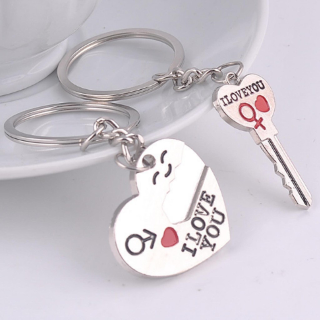 Móc khóa trái tim và chìa khóa trái tim,móc khoá tình nhân bản kết nối dành cho các cặp tình nhân cực dễ thương