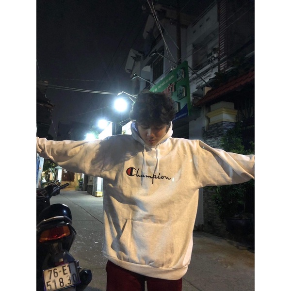 Áo Khoác Hoodie thêu Champion mã TG02 Vải Nỉ Bông - Full tem tag