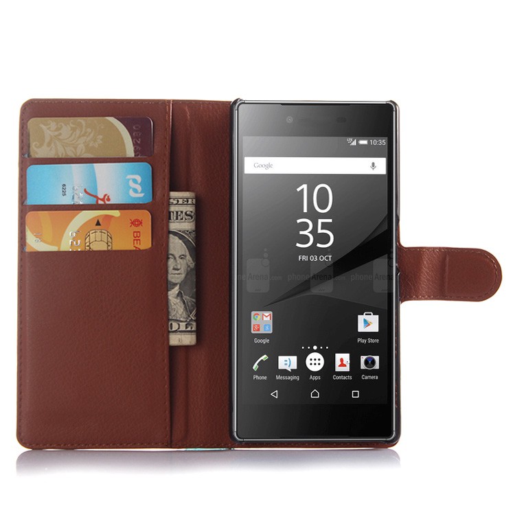 Bao da điện thoại nắp gập có ngăn đựng thẻ dành cho Sony Xperia Z5