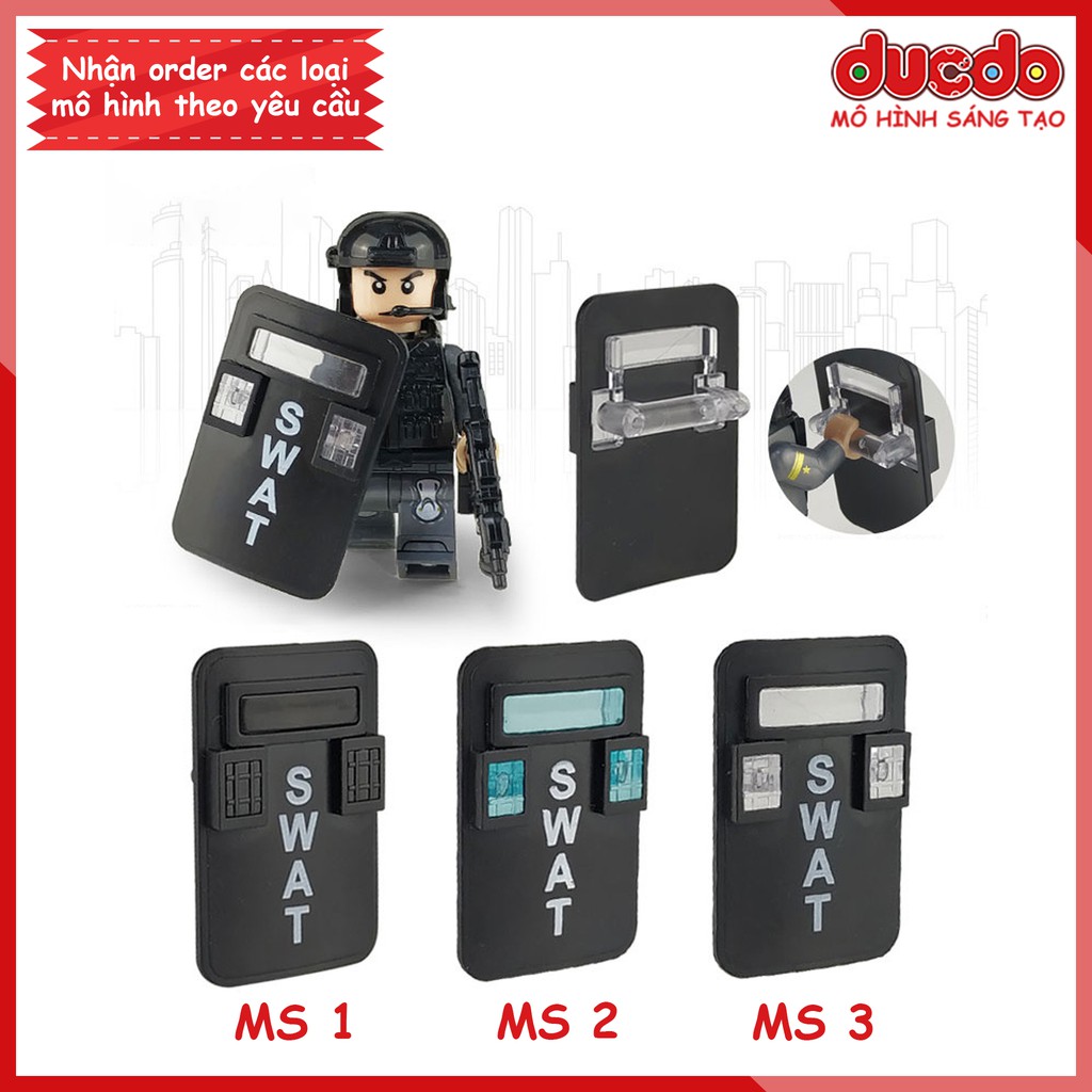 Combo 2 Lá chắn khiên chống bạo động SWAT cực chất - Đồ chơi Lắp ghép Xếp hình Mini Minifigures lính Army WW2 Mô hình JT