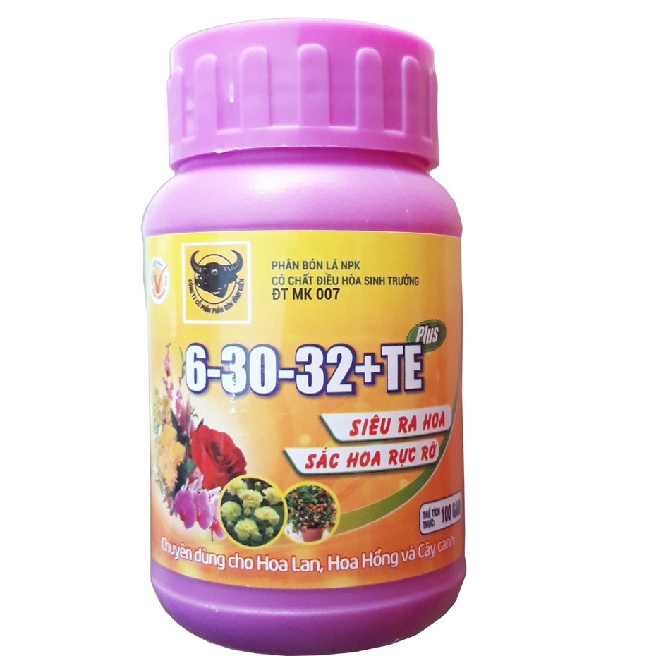 Phân Bón Lá Đầu Trâu NPK 6-30-32+TE Siêu Ra Hoa, Sắc Hoa Rực Rỡ hủ 100gram - KNS3760