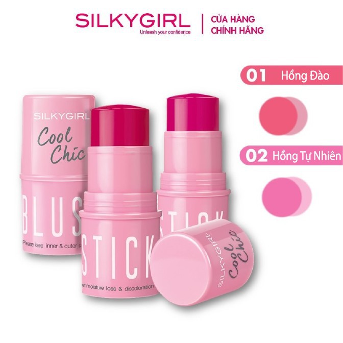 Má Hồng Dạng Thỏi Silkygirl Cool Chic Blush Stick 4g .#01 Peach, #02 Pink | BigBuy360 - bigbuy360.vn