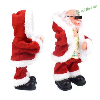 [willss] Electric Christmas Santa Claus with Sunglass Light Dancing Doll Musical Toy #gib