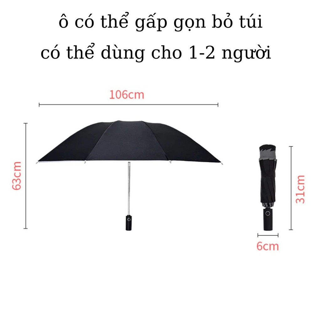 [Combo 10 khẩu trang cao cấp cho] Ô dù gấp gọn tự động 2 chiều có đèn led đi đêm  rộng 106cm - dù che