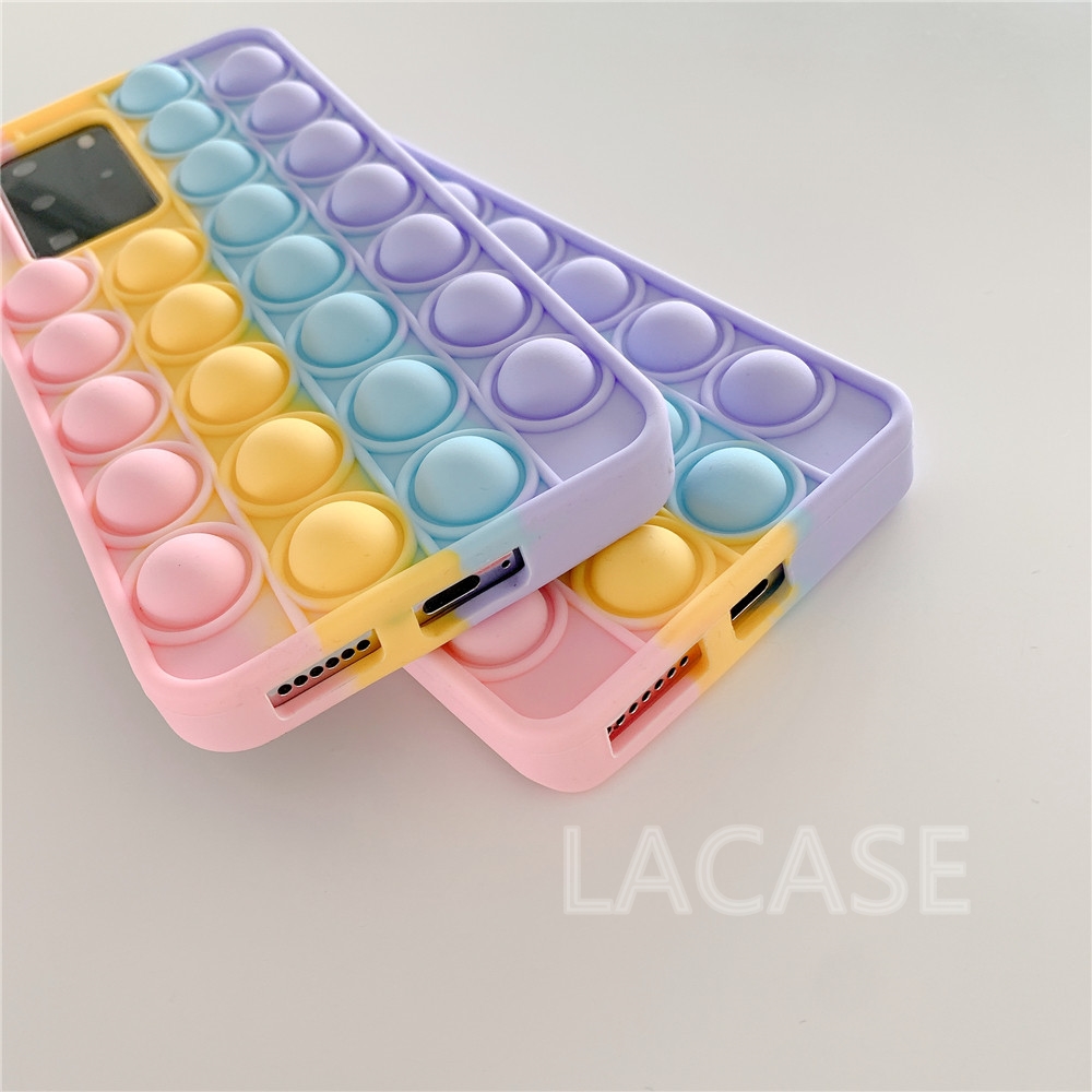 Pop It Fashion Stress Reliever Rainbow Beans Soft Silicone Phone Case Cover for Vivo Y12s Y20 Y20i Y20s Y50 Y30 Y30i V20Pro V20SE Y70s X50 Y19 S1 Y17 Y15 Y12 Y11 V11 V11Pro V11i V5lite V5 V5Plus V9 Y85 Y81 Y81i Y91C Y55