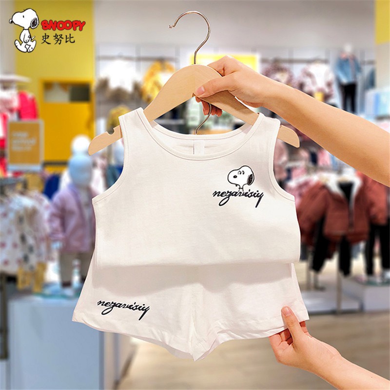 Bộ ba lỗ cho bé thêu chú chó dễ thương cho bé trai và gái, Đô Bộ quần áo sát nách cho bé chất cotton Từ 7- 27kg binbon