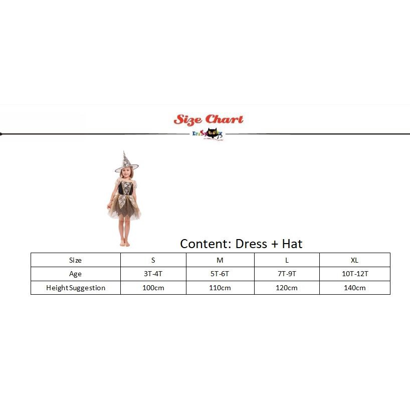 [CÓ HÌNH THẬT] Đồ hóa trang trẻ em - Váy Phù thủy đầu lâu ngắn | Skull Witch - Yay