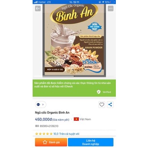 Bột Ngũ cốc Organic Bình An mẫu mới - Giúp giảm cân, lợi sữa thơm ngon, bổ dưỡng (Hộp 15 gói x 15g)