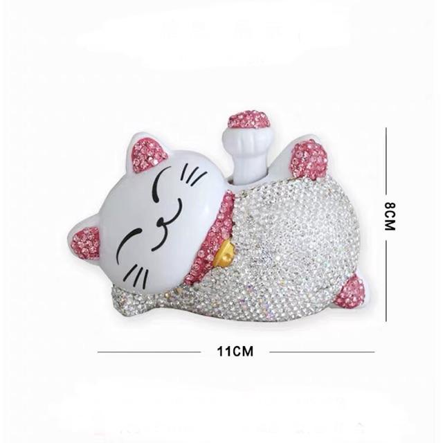 SET Mèo Thần Tài Đính Đá gồm mèo + lọ bóng đá + thảm hoa cúc trang Trí Taplo Siêu Xinh, Chiêu Tài Lộc Và May Mắn OTO VIP