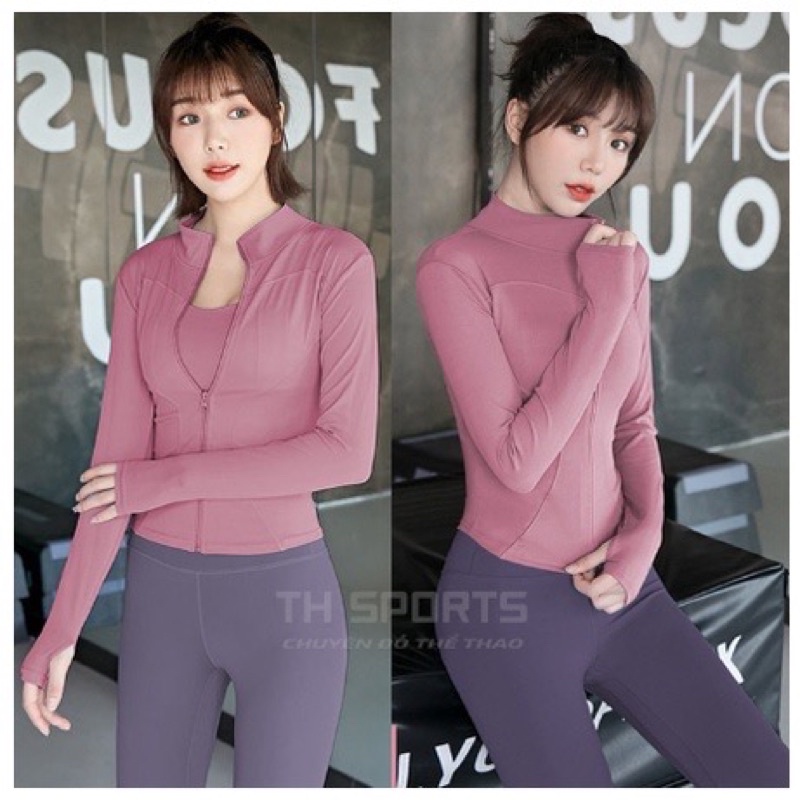 Áo khoác nữ tập gym yoga, Áo khoác tập thể thao gym yoga chống nắng thoáng mát