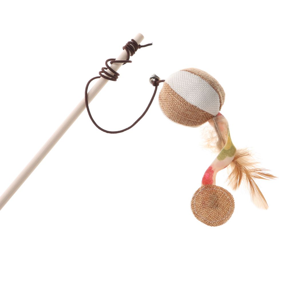 Đồ Chơi Que Gỗ Mini Đính Lông Vũ Hình Chuột Hoạt Hình Vui Nhộn Tương Tác Thú Cưng