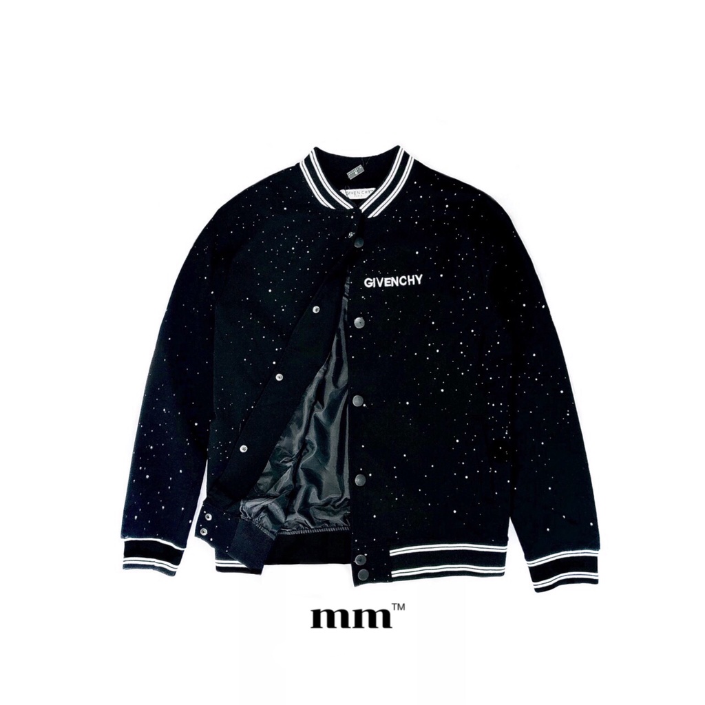 Áo Khoác Bomber GIVENCHY Nam Cao Cấp -Bạc Lấp Lánh Mã GV01,Màu Sắc Đen Chữ Thêu Nổi Trắng(ẢNH THẬT CỦA SHOP)