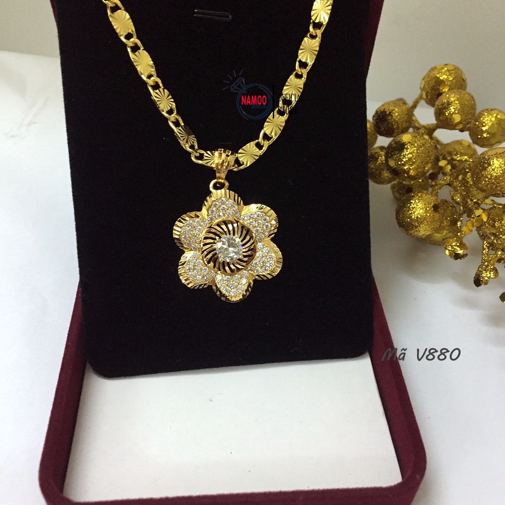Dây Chuyền Nữ Bản Lớn V880 Đính Đá Mạ vàng