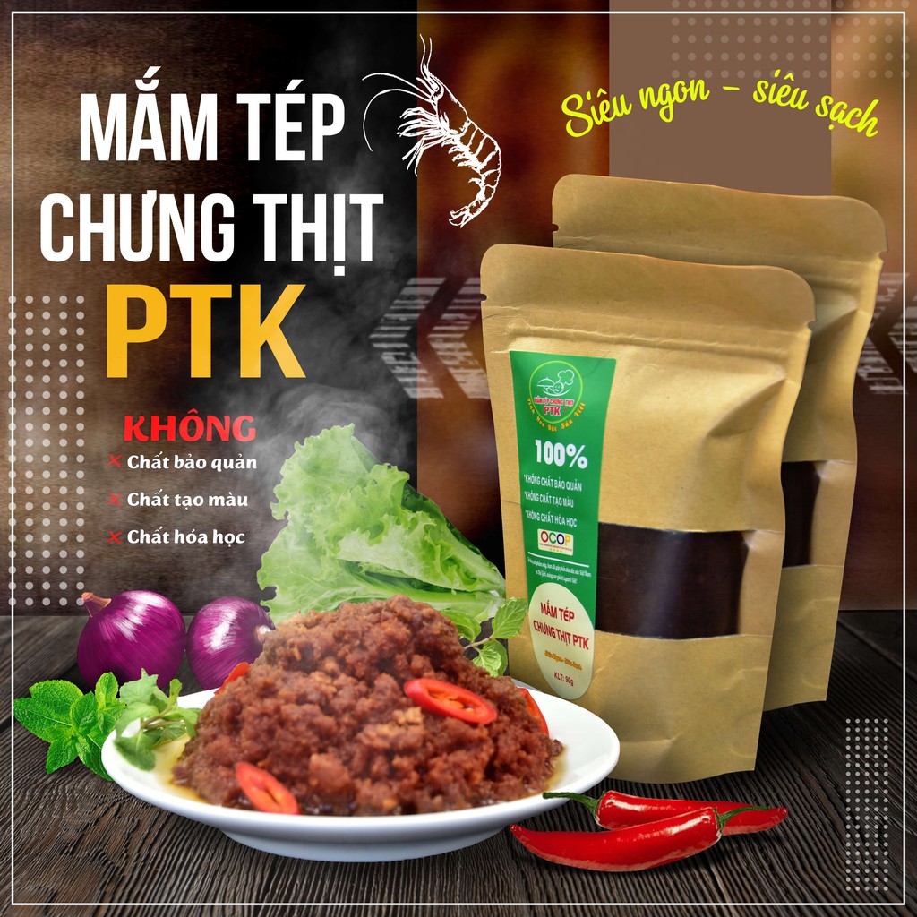 Mắm tép chưng thịt PTK túi kraft ⭐nguyên liệu tươi ngon_ thịt heo đạt chứng nhận VIETGAP⭐