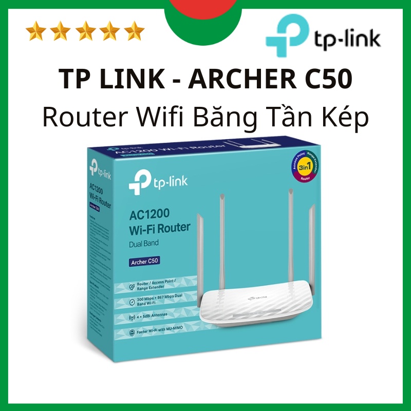 Router Wifi Băng Tần Kép AC1200 TP-Link Archer C50 - Hàng Chính Hãng